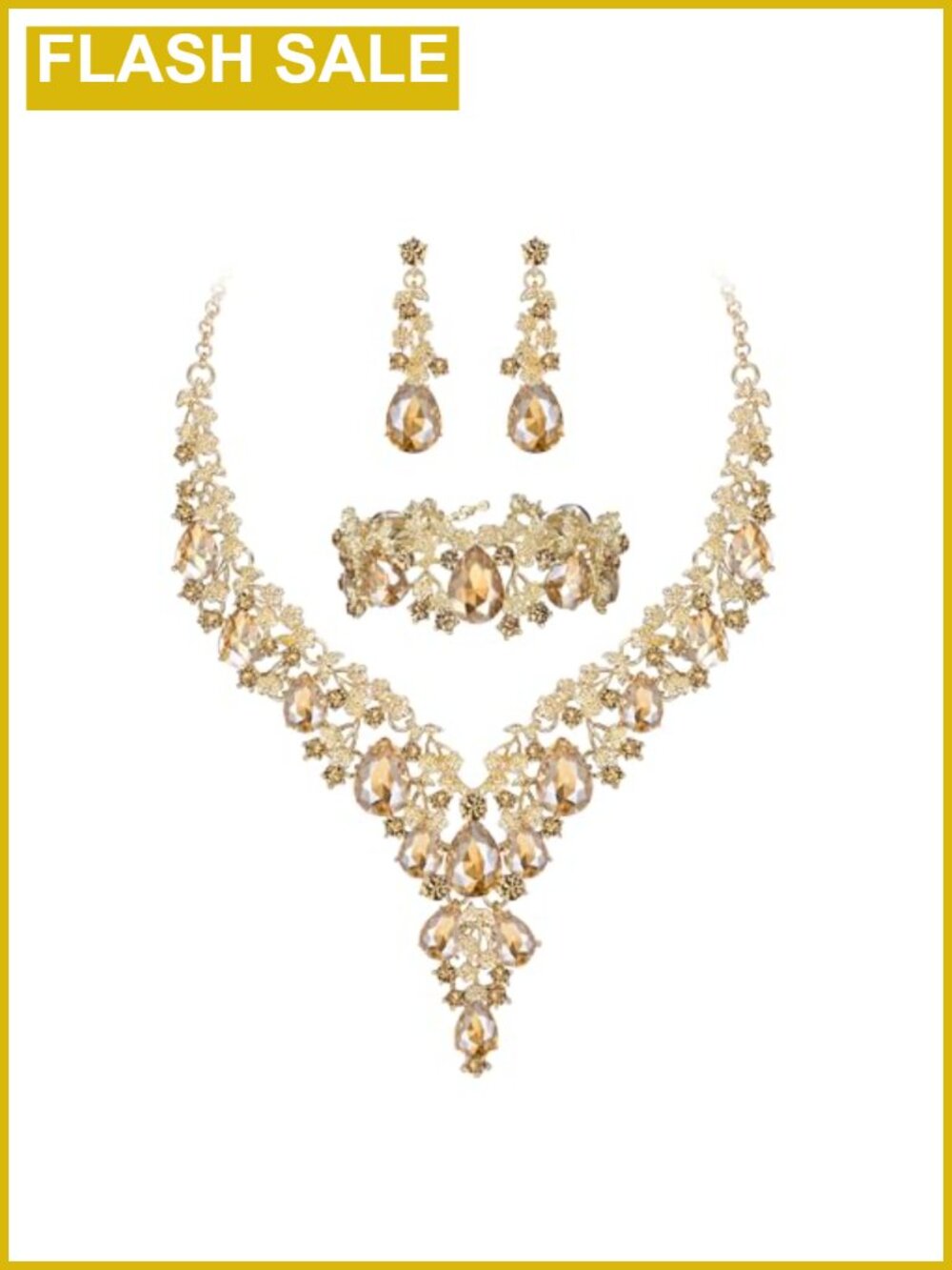 Bridal Jewelry Set Austrian Crystal Necklace Earrings Bracelet Wedding